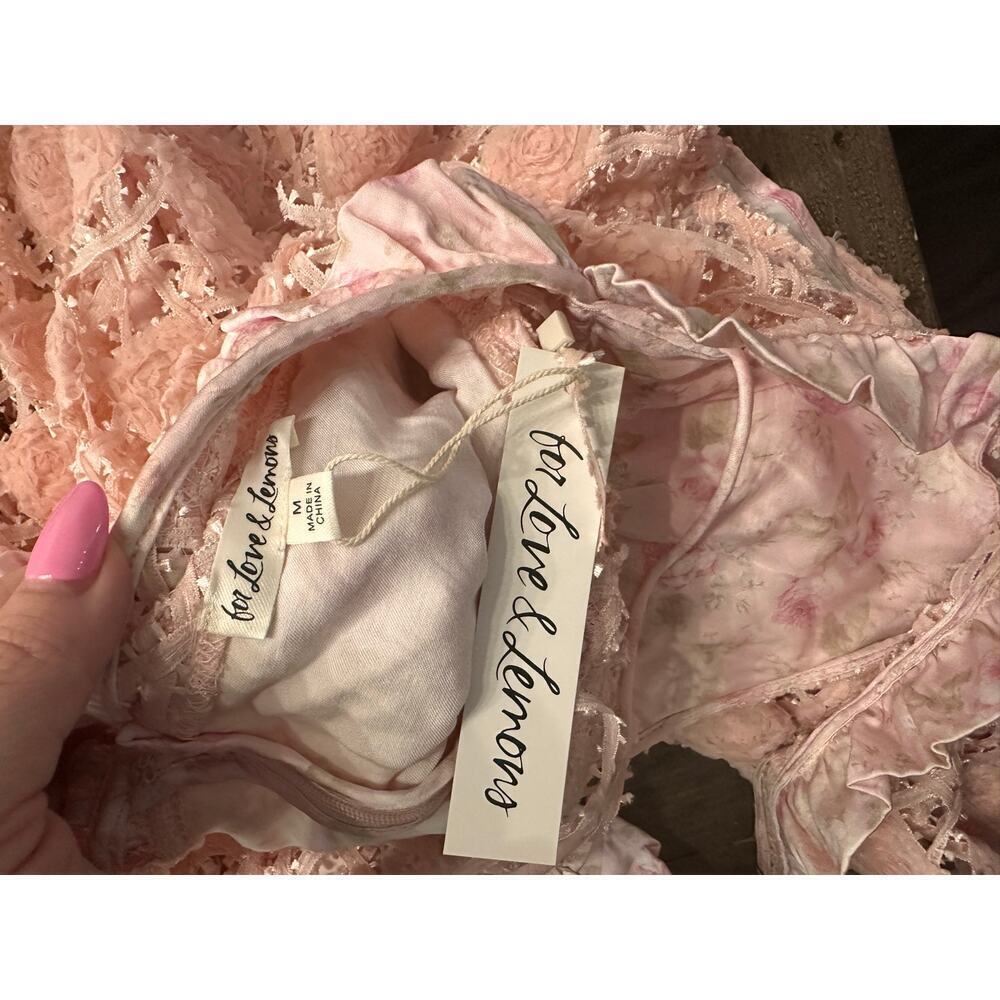 NEW- NWT For Love & Lemons Pink Alessia Lace Mini Dress Size M - Picture 11 of 12